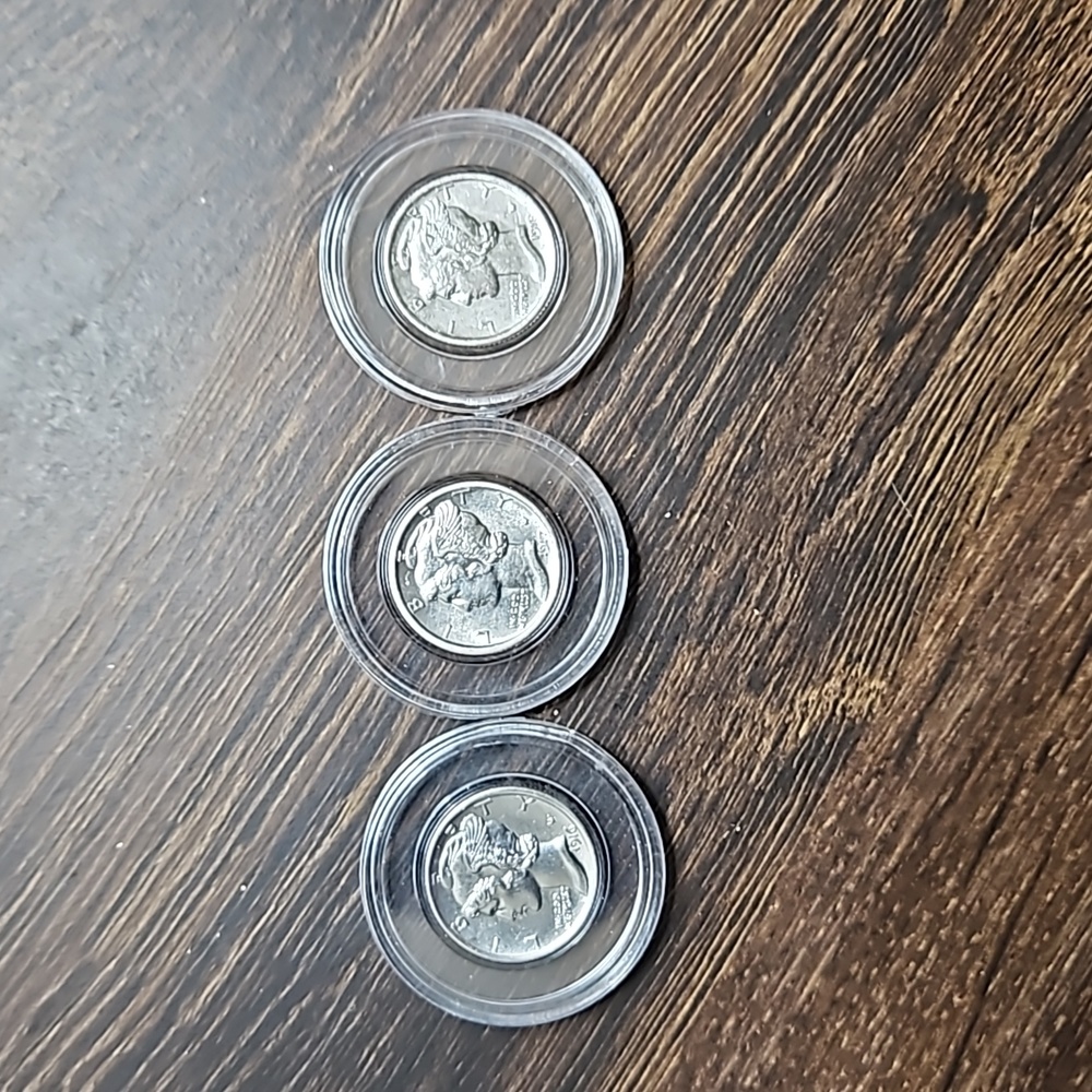 Silver Mercury Dimes-1916,1917,1918.Beautiful Condition.Full Split Bands.